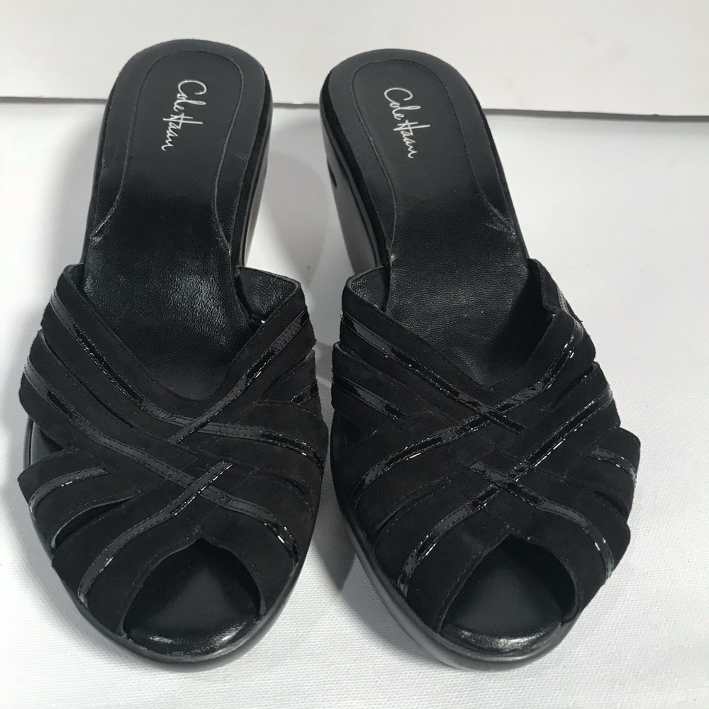 Cole Haan with Nike Air black wedge sandals sz7.5